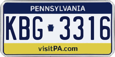 PA license plate KBG3316