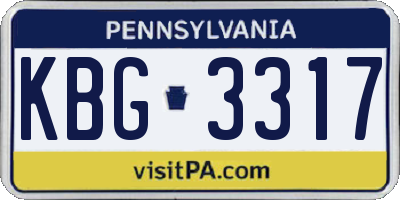 PA license plate KBG3317