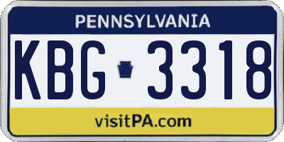 PA license plate KBG3318