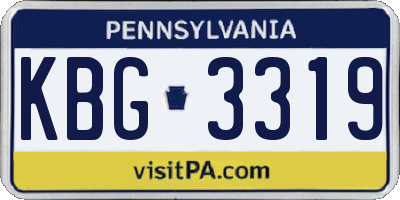 PA license plate KBG3319