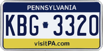 PA license plate KBG3320