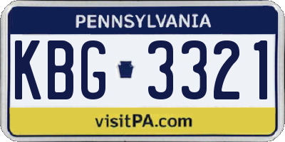 PA license plate KBG3321