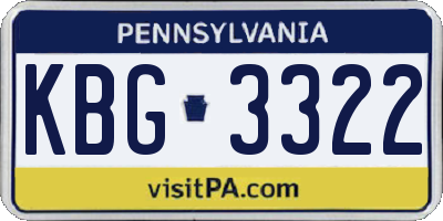 PA license plate KBG3322