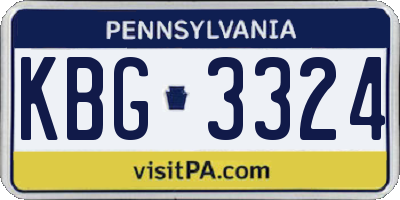 PA license plate KBG3324