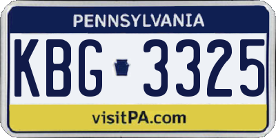 PA license plate KBG3325