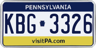 PA license plate KBG3326