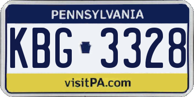 PA license plate KBG3328