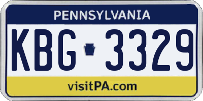 PA license plate KBG3329