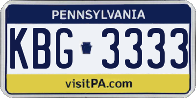 PA license plate KBG3333