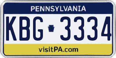 PA license plate KBG3334