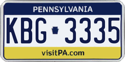 PA license plate KBG3335
