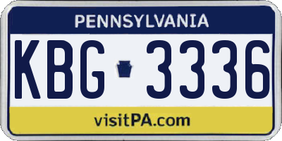 PA license plate KBG3336