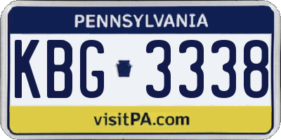 PA license plate KBG3338