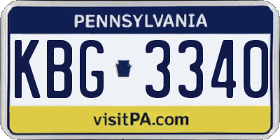 PA license plate KBG3340