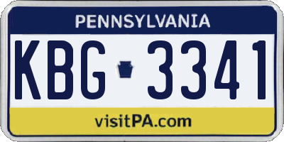 PA license plate KBG3341