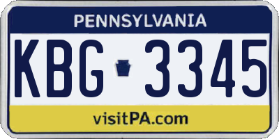 PA license plate KBG3345