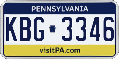 PA license plate KBG3346