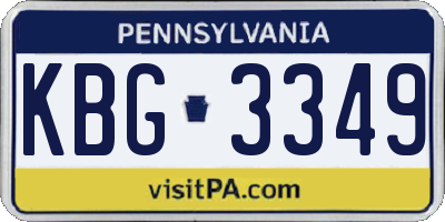 PA license plate KBG3349