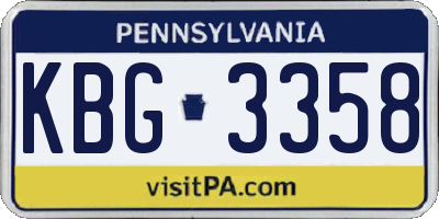 PA license plate KBG3358