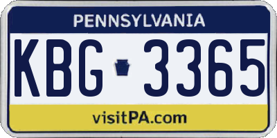 PA license plate KBG3365