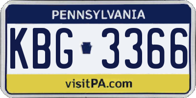 PA license plate KBG3366