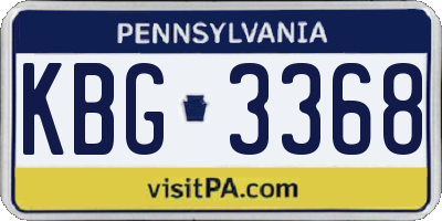 PA license plate KBG3368