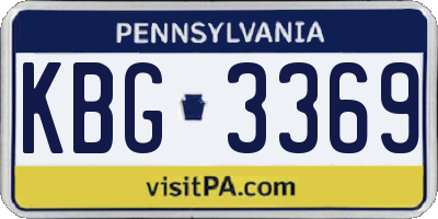PA license plate KBG3369
