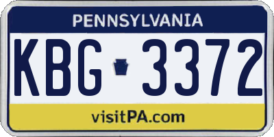 PA license plate KBG3372