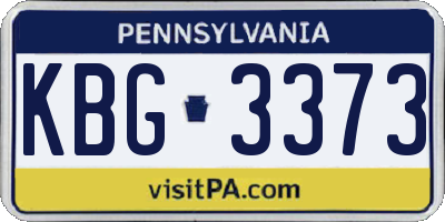 PA license plate KBG3373