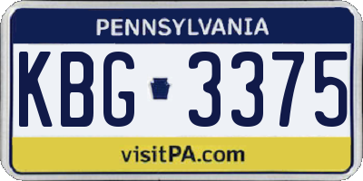PA license plate KBG3375