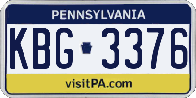 PA license plate KBG3376