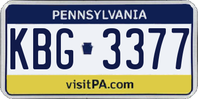 PA license plate KBG3377