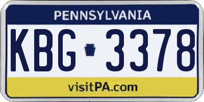 PA license plate KBG3378