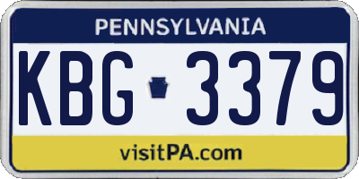 PA license plate KBG3379