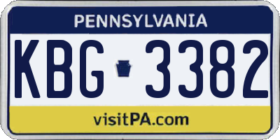 PA license plate KBG3382