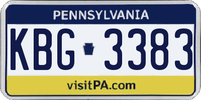 PA license plate KBG3383
