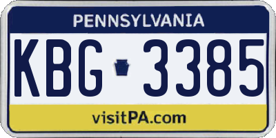 PA license plate KBG3385