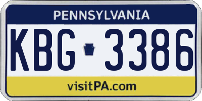 PA license plate KBG3386