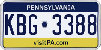 PA license plate KBG3388