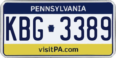 PA license plate KBG3389