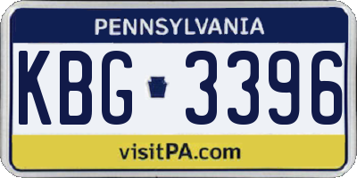 PA license plate KBG3396