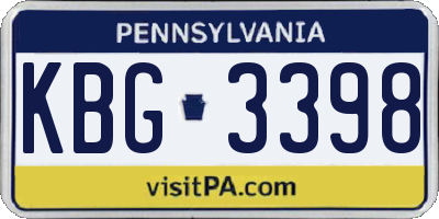 PA license plate KBG3398