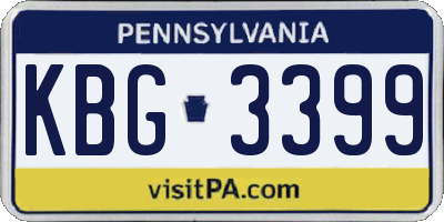 PA license plate KBG3399