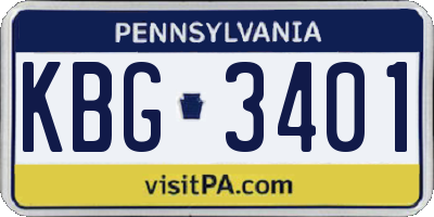 PA license plate KBG3401
