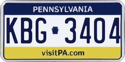 PA license plate KBG3404