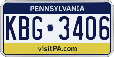 PA license plate KBG3406