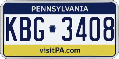 PA license plate KBG3408