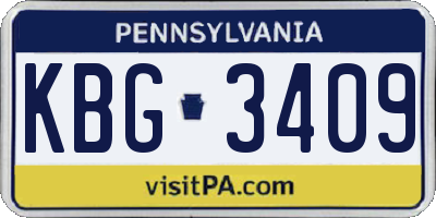 PA license plate KBG3409