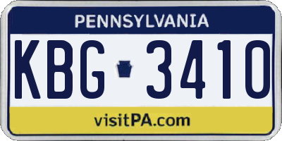 PA license plate KBG3410