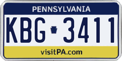 PA license plate KBG3411